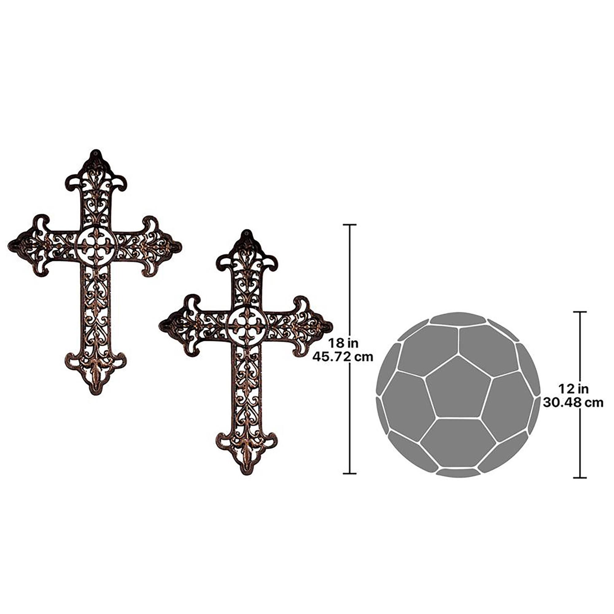 Design Toscano Bronze Fleur de Lis Crosses